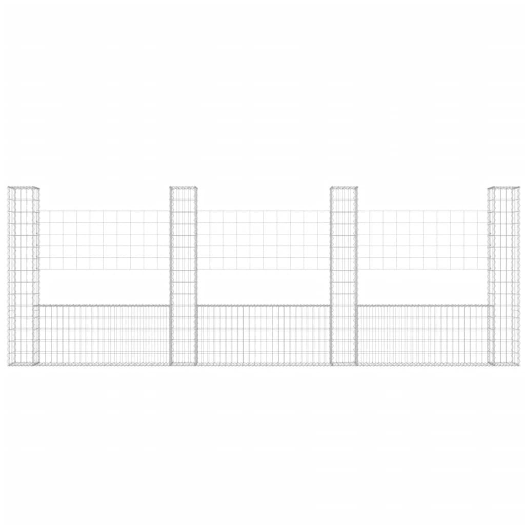 Vidaxl schanskorf en forme de U avec 4 poteaux 380x20x150 cm fer