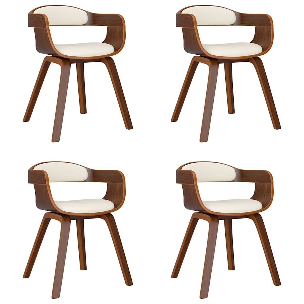 Vidaxl eetkamerstoelen 4 st gebogen hout en kunstleer crèmekleurig