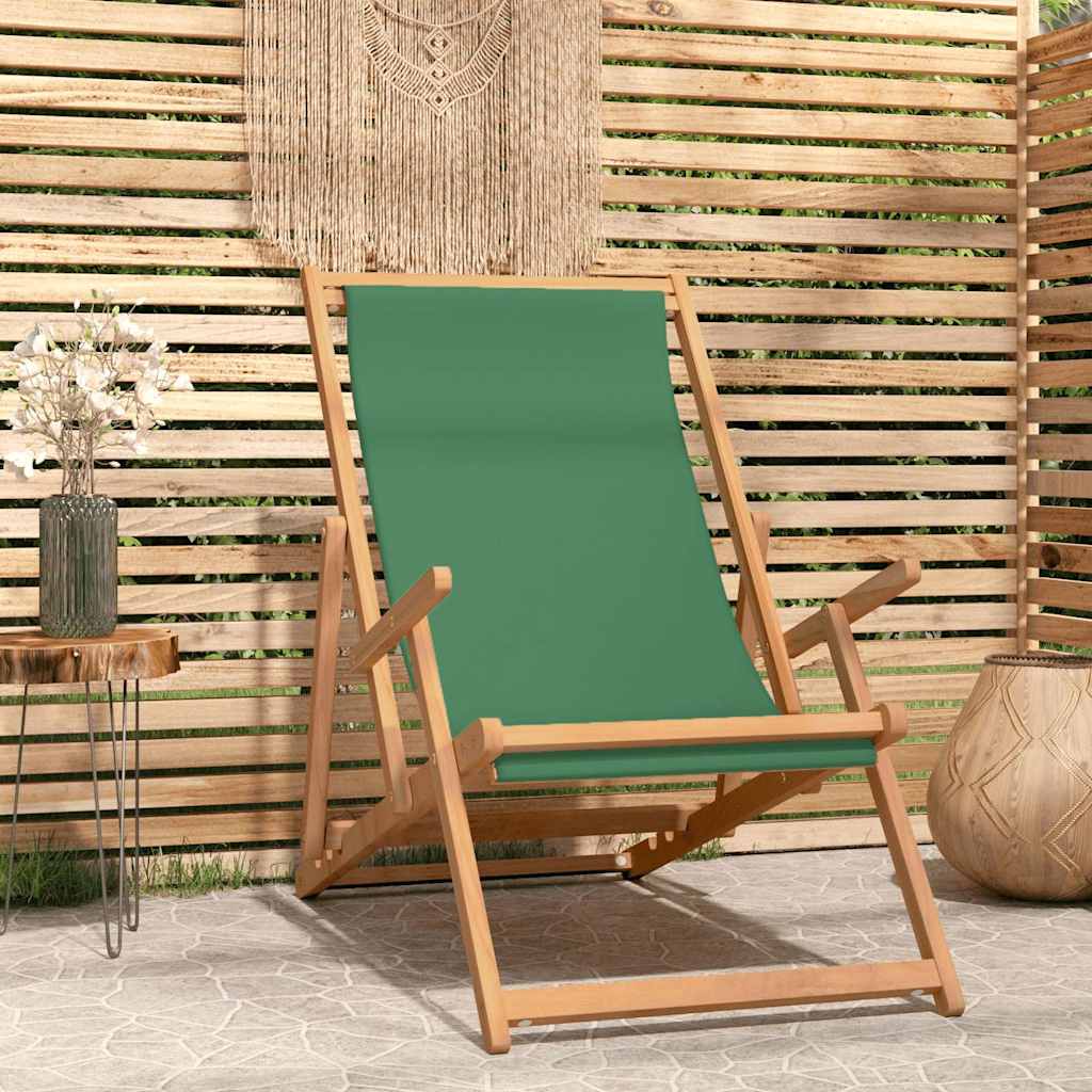 Vidaxl strandstoel inklapbaar massief teakhout groen
