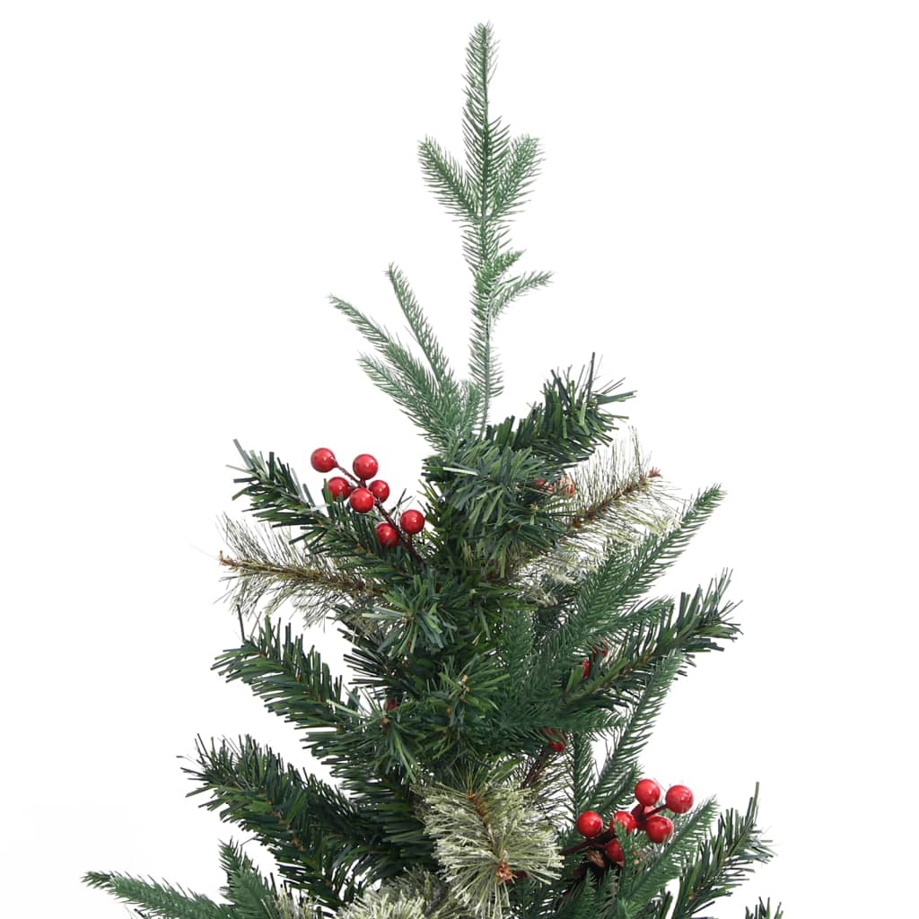 Vidaxl Tréser de Noël avec des cônes de pin 225 cm en PVC et Green PE