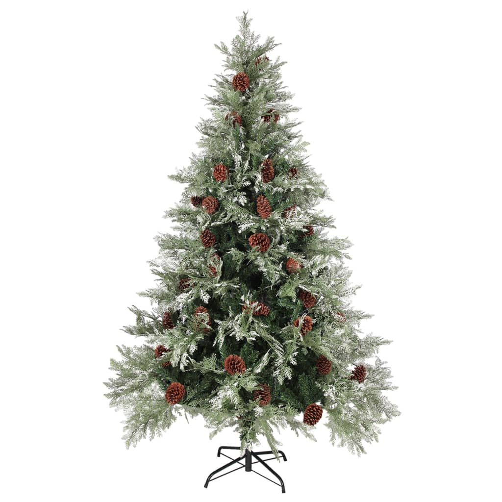 Vidaxl Christmas Tree avec LED et Pine Cones 120 cm PVC et PE vert et blanc