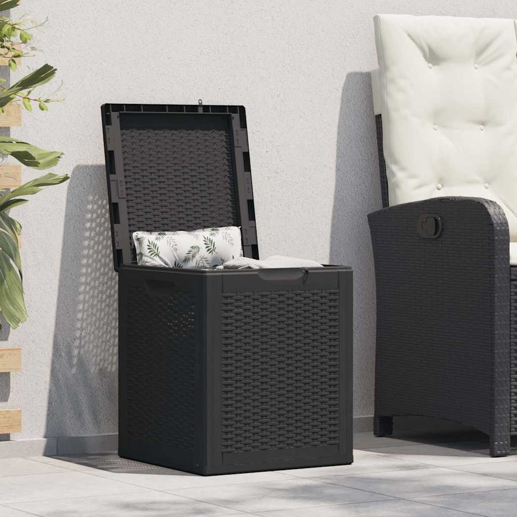 Vidaxl tuinbox 90 l pp rattan zwart