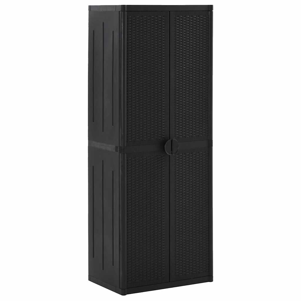 Vidaxl tuinkast 65x45x172 cm pp rattan zwart