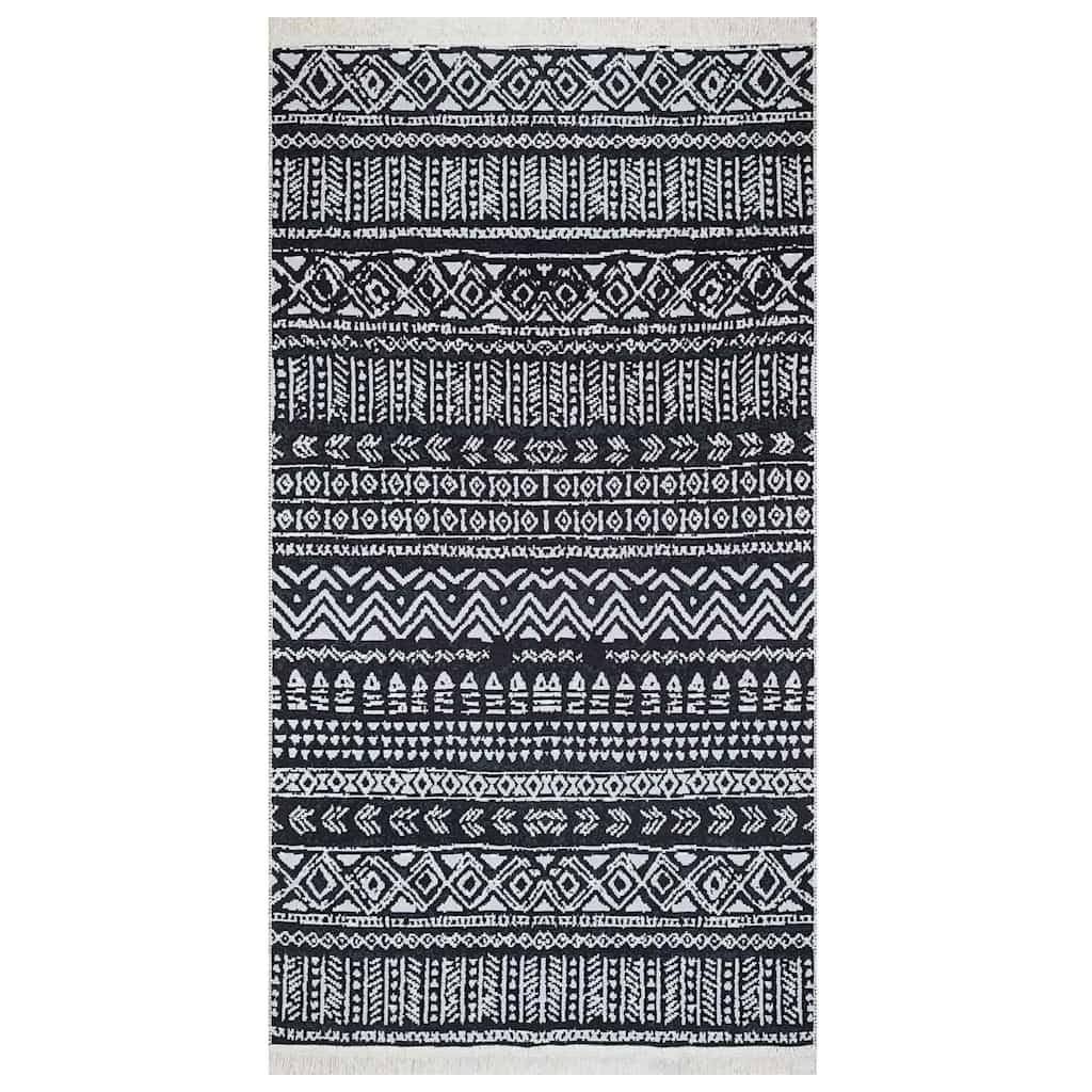 Vidaxl vloerkleed 120x180 cm katoen zwart en wit