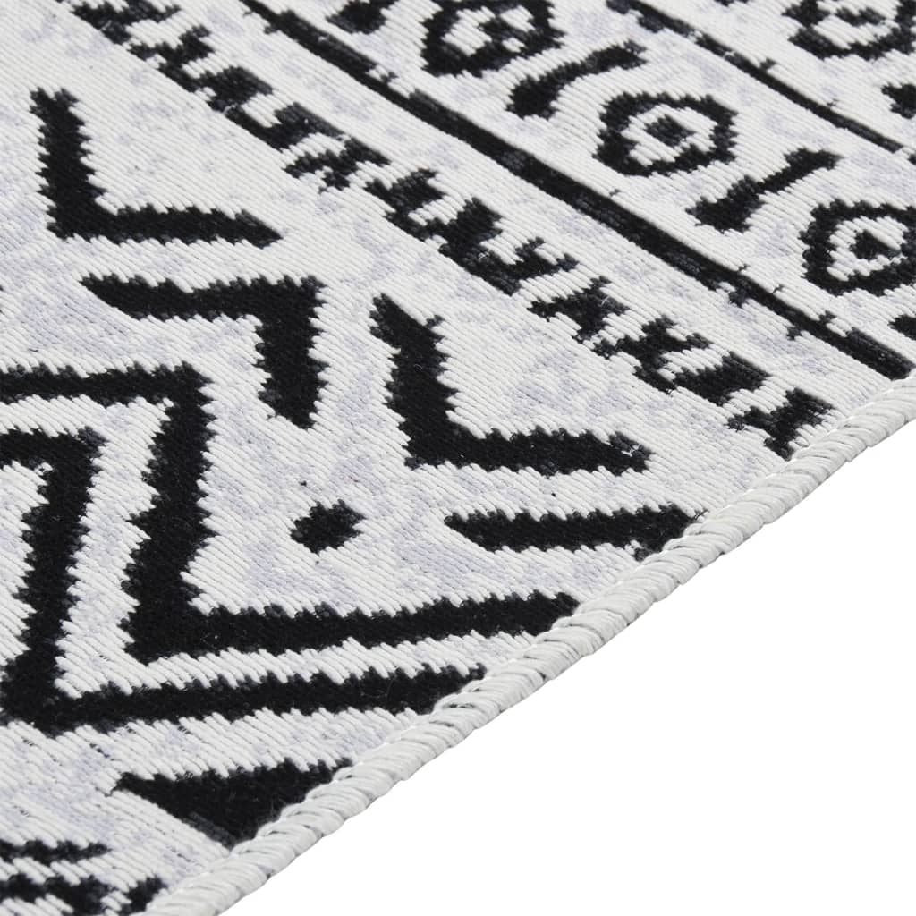 Tapis vidaxl 160x230 cm Coton noir et blanc