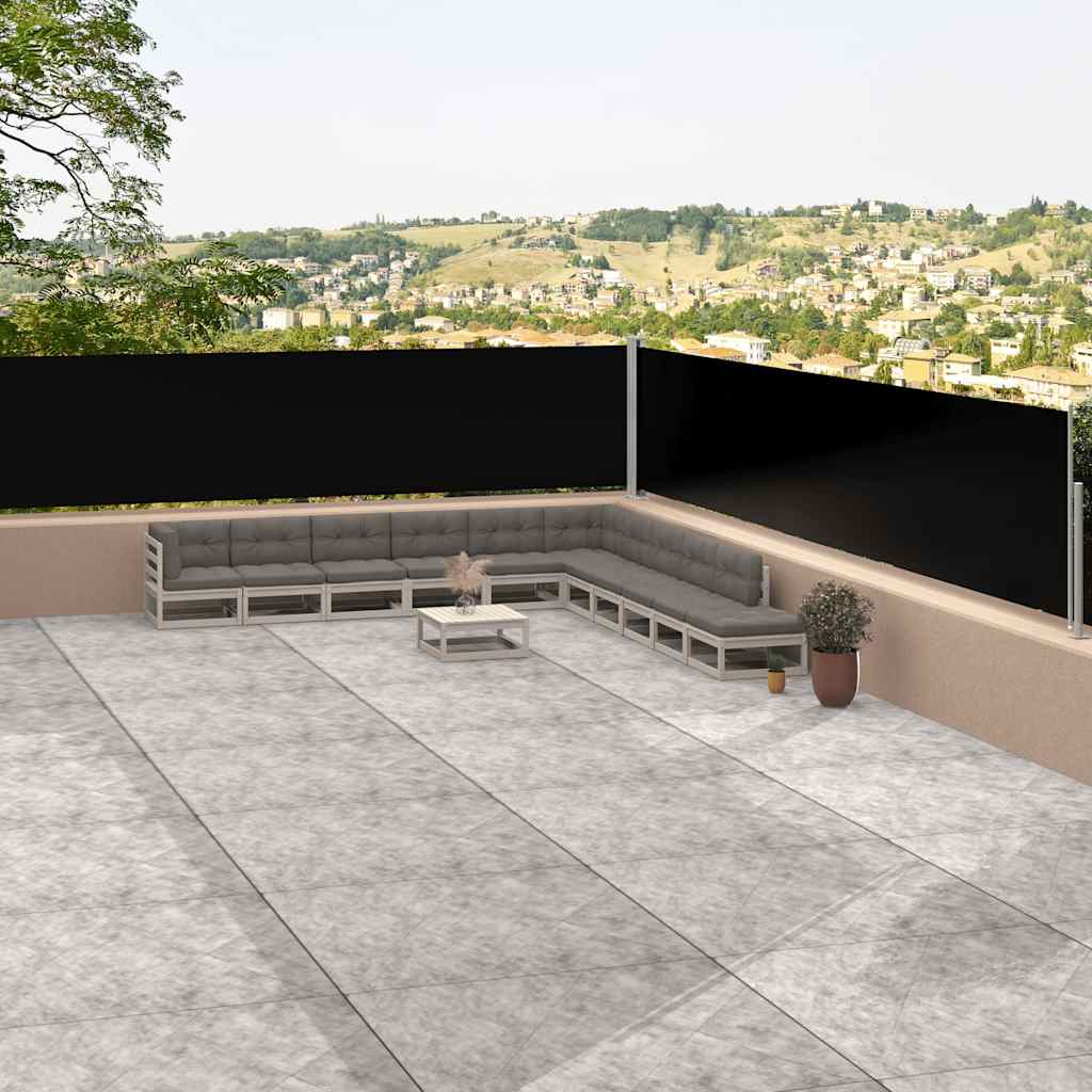 Pare-brise Vidaxl extensible 117x1200 cm noir
