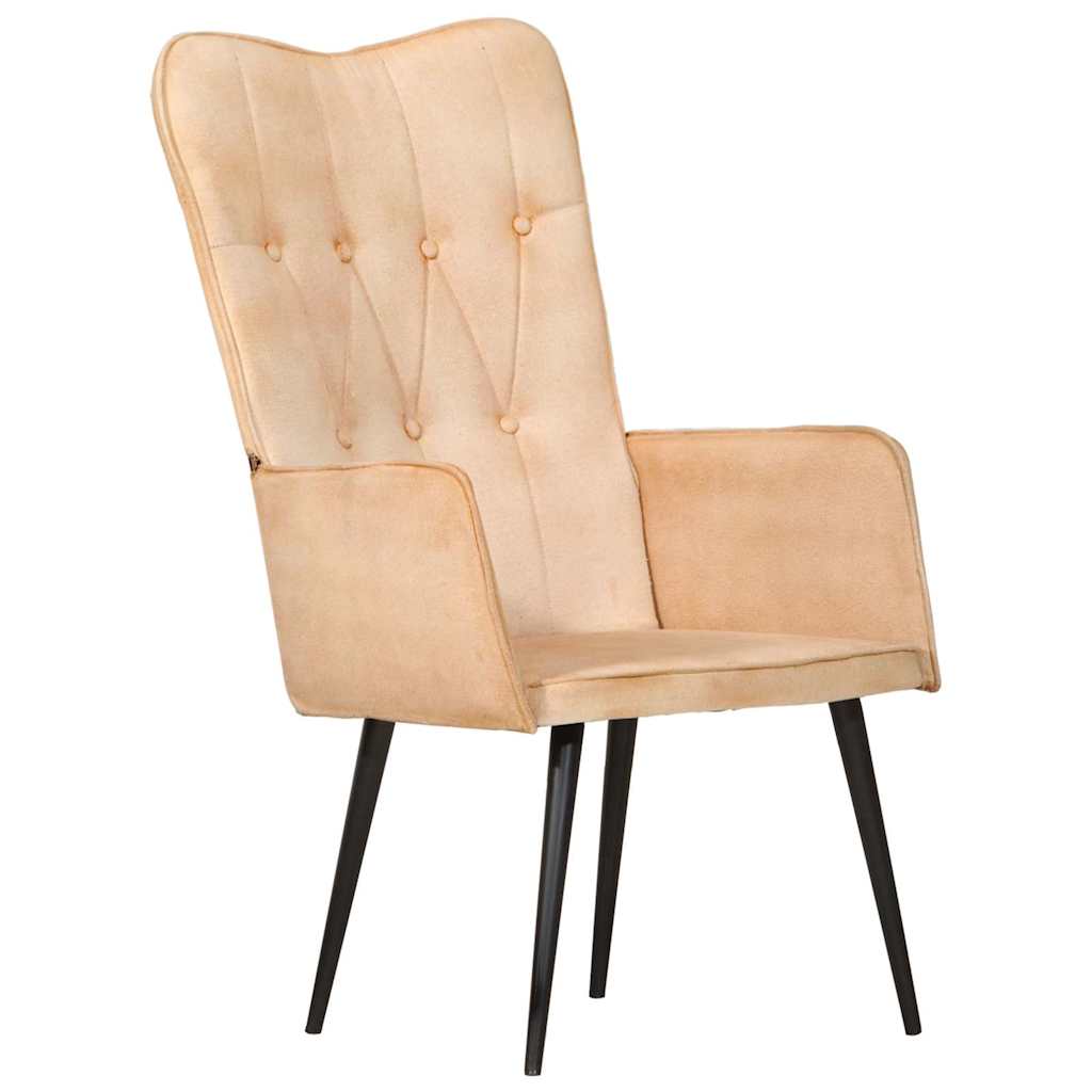 Vidaxl fauteuil canvas crèmekleurig