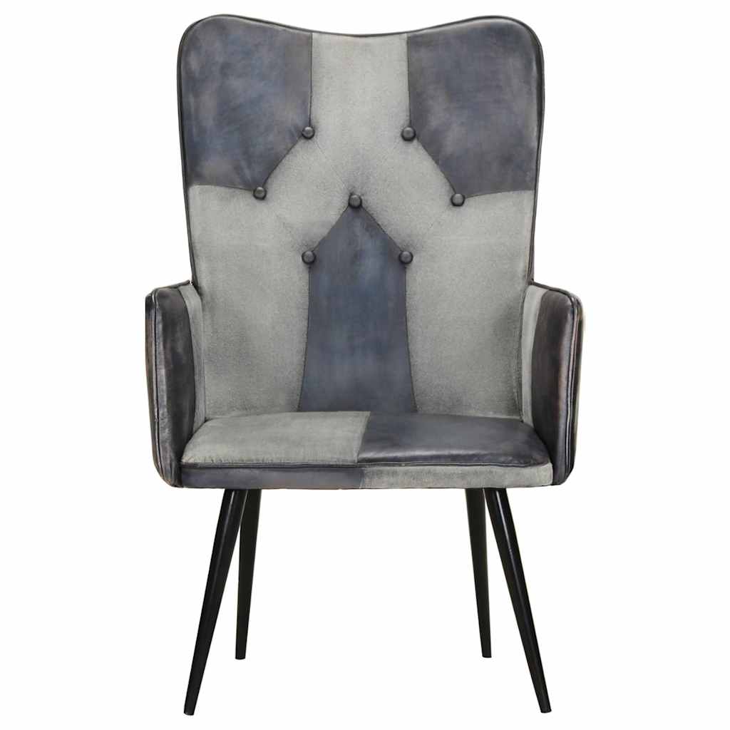 Vidaxl fauteuil echt leer grijs