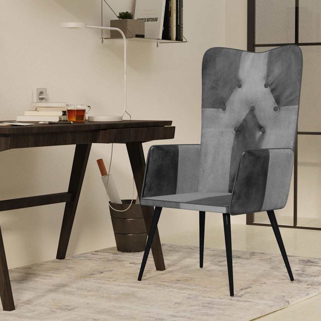 Vidaxl fauteuil echt leer grijs
