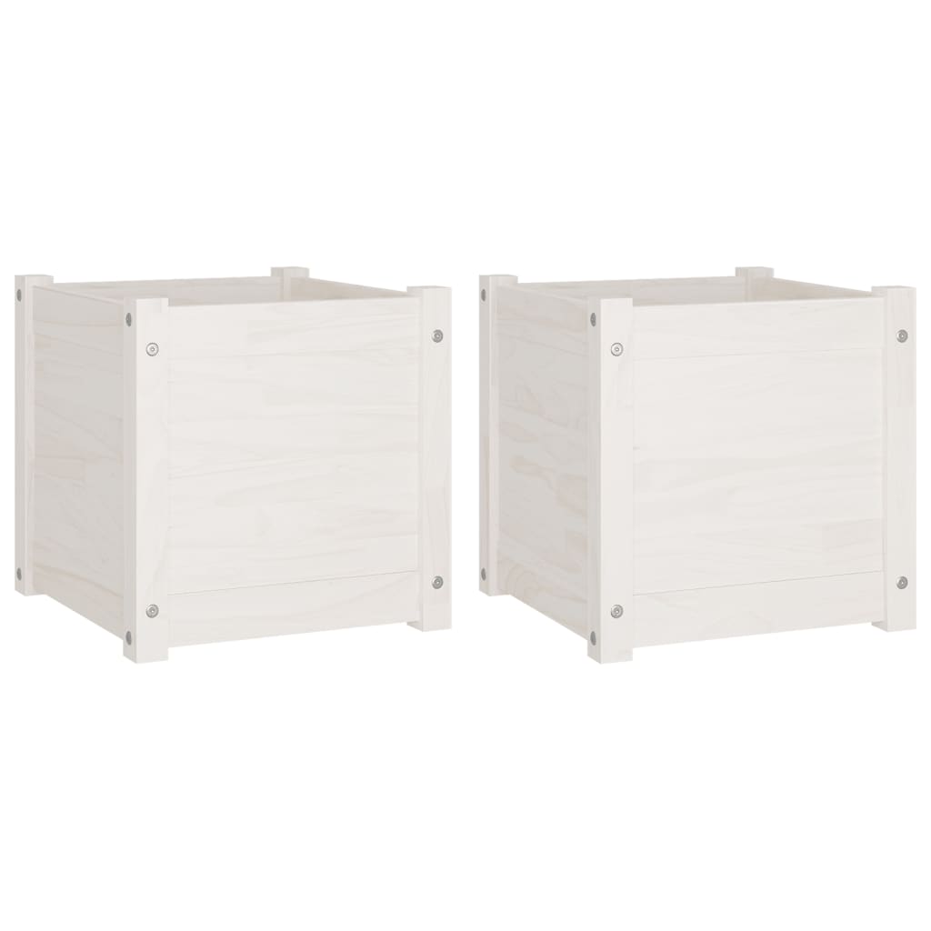 Jardinières vidaxl 2 ST 40x40x40 cm Pine solide blanc