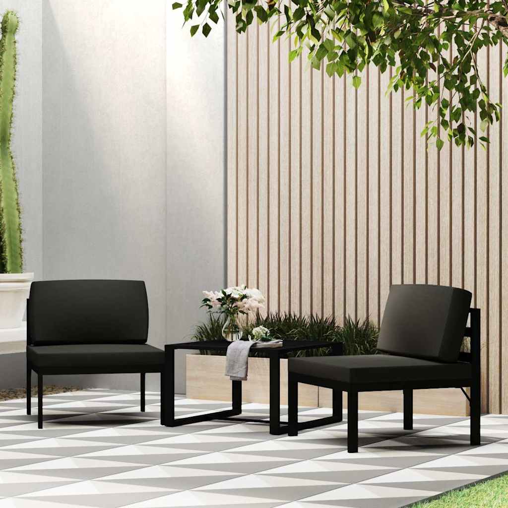 Vidaxl 3-delige loungeset met kussens aluminium antracietkleurig