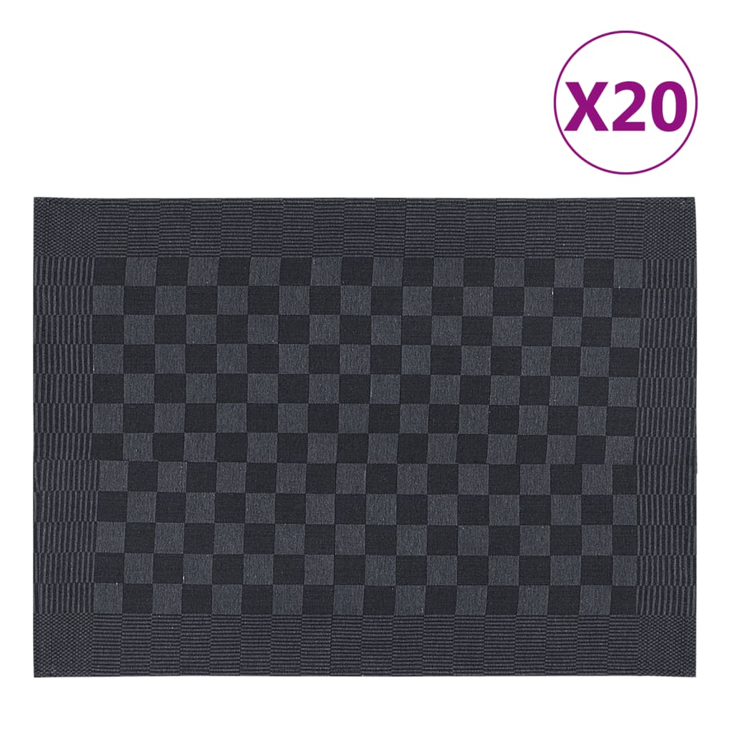 Vidaxl Cuisine Cloths 20 ST 50x70 cm Coton noir et gris
