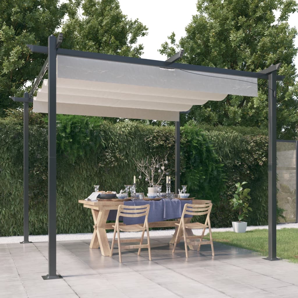 Vidaxl Garden Pracor avec toit extensible 3x3 M CRAME -COLORÉ