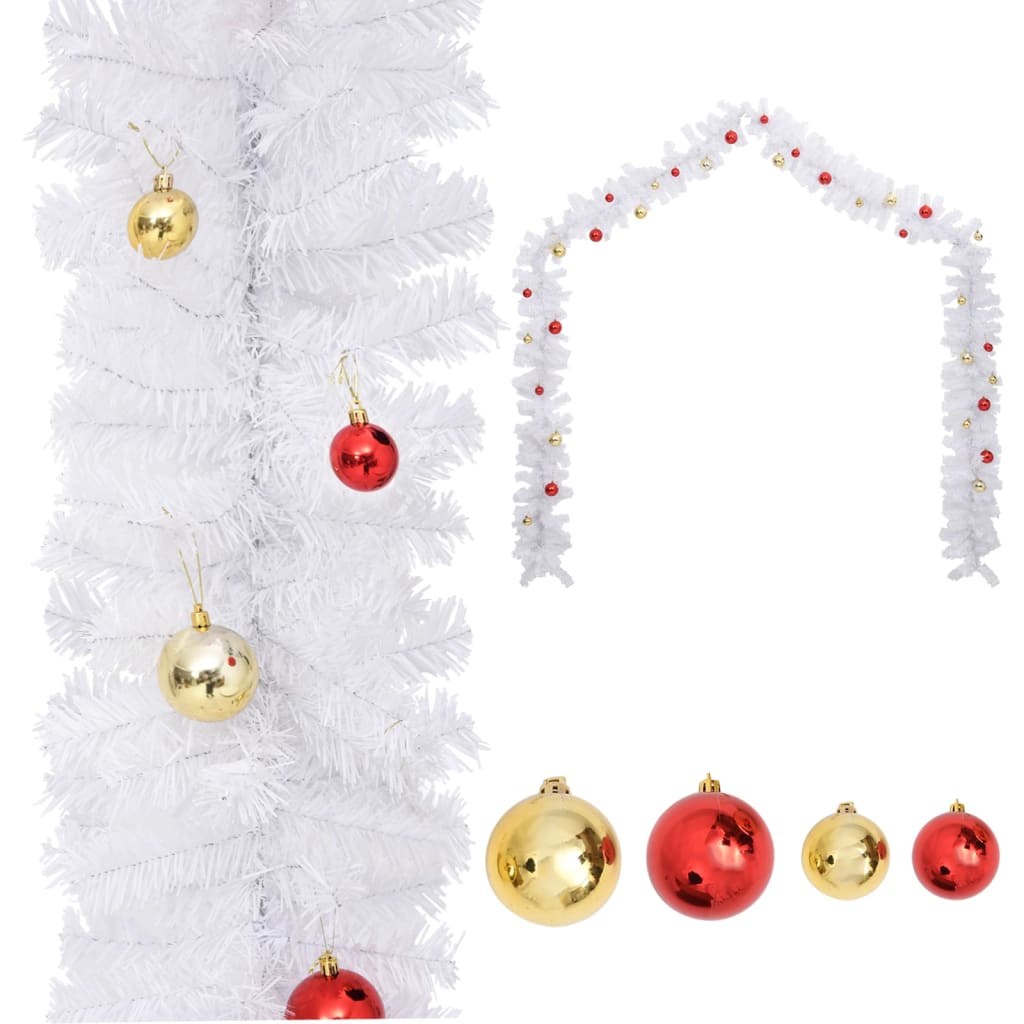 VidaXL guirlande de Noël décorée de boules de Noël 5 m blanc