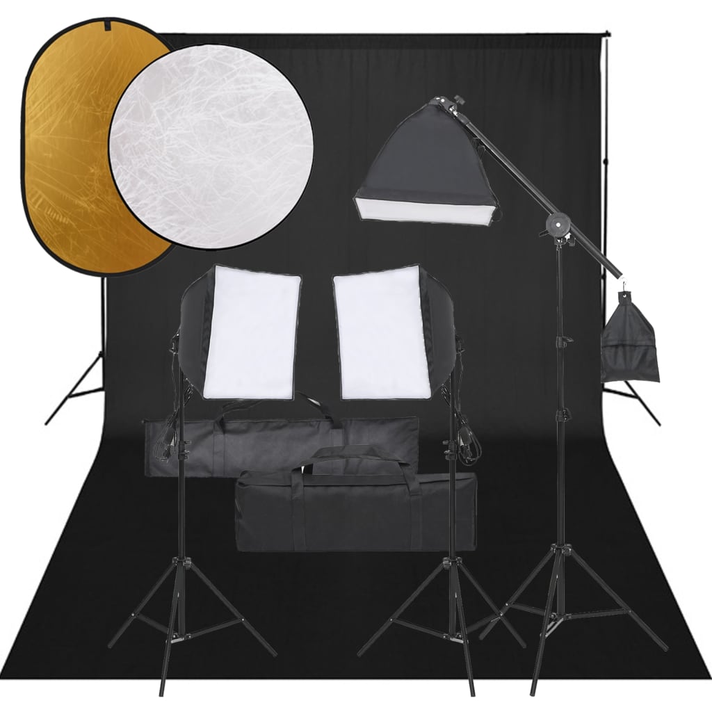 Ensemble de studio photo Vidaxl avec ensemble d'éclairage, arrière-plan et réflecteur