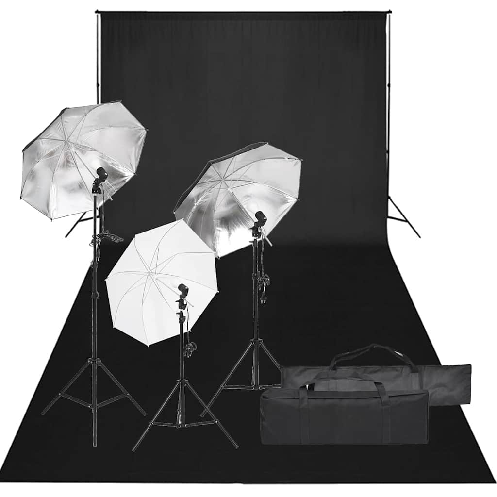 Ensemble de studio photo Vidaxxl avec kit d'éclairage et arrière-plan