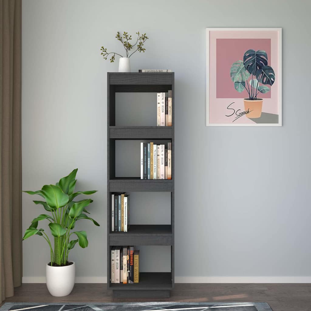 Vidaxl boekenkast kamerscherm 40x35x135 cm massief grenenhout grijs