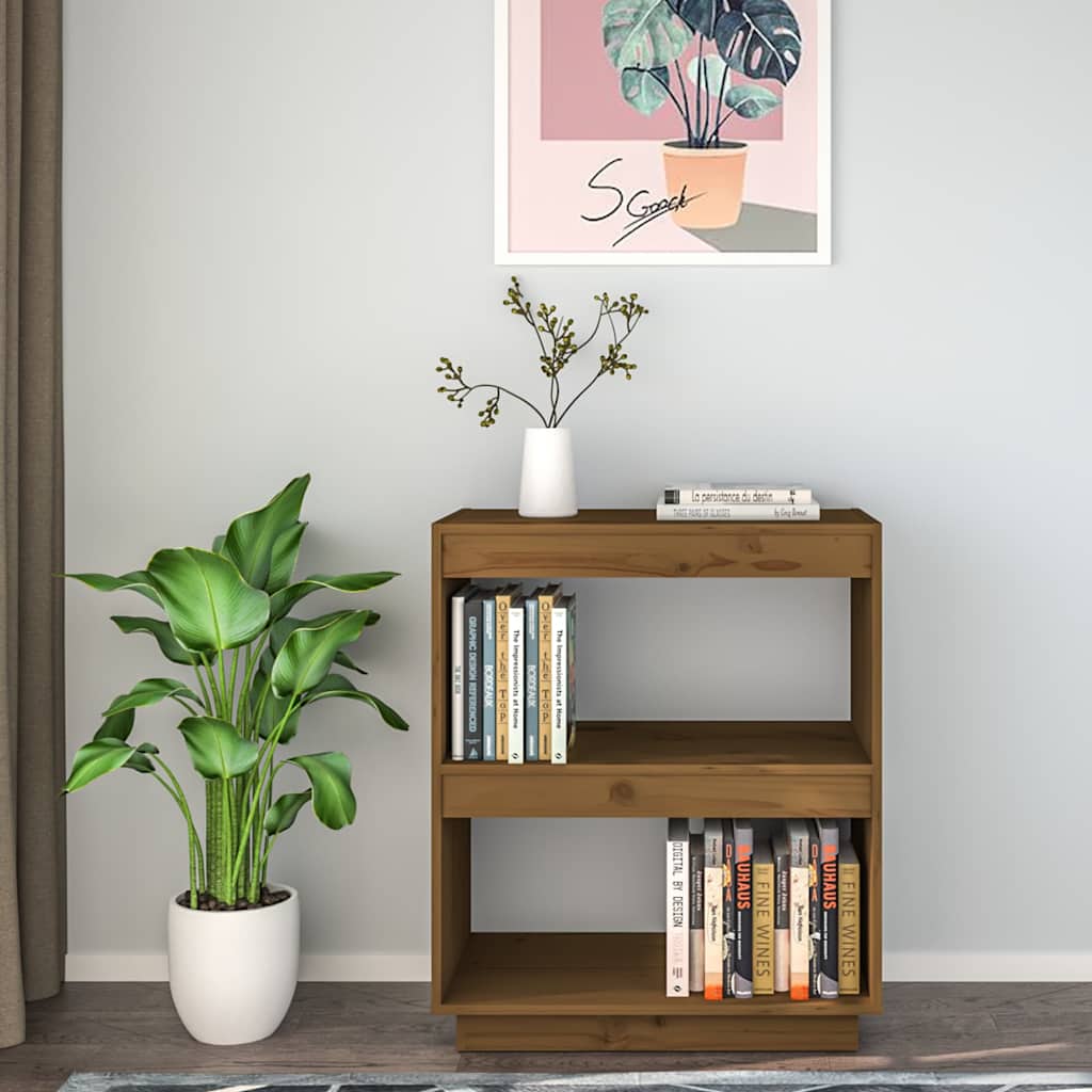 Vidaxl boekenkast 60x35x71 cm massief grenenhout honingbruin