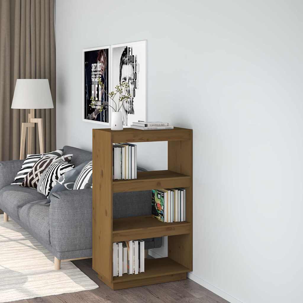 Vidaxl boekenkast kamerscherm massief grenenhout honingbruin