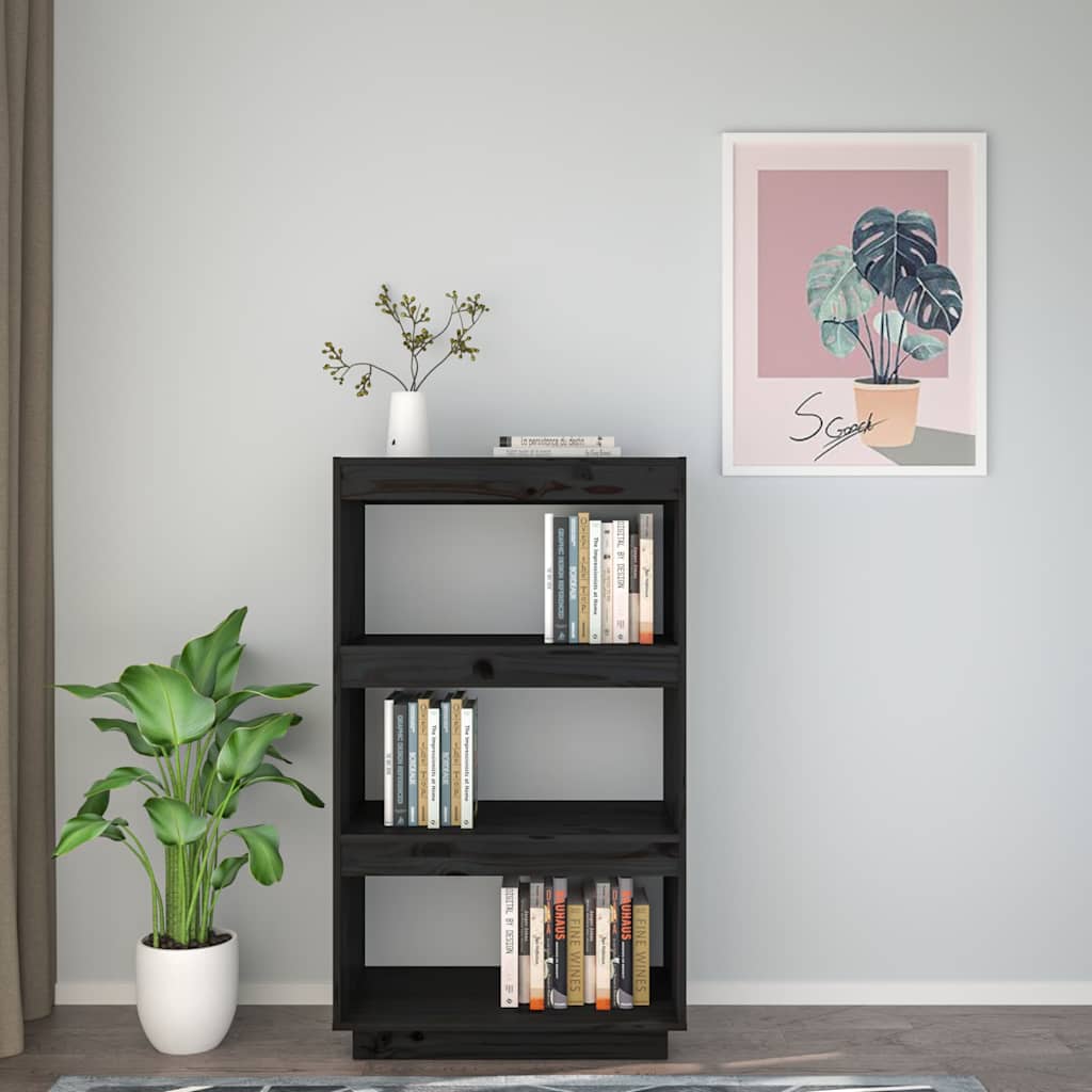 Vidaxl boekenkast kamerscherm 60x35x103 cm massief grenenhout zwart