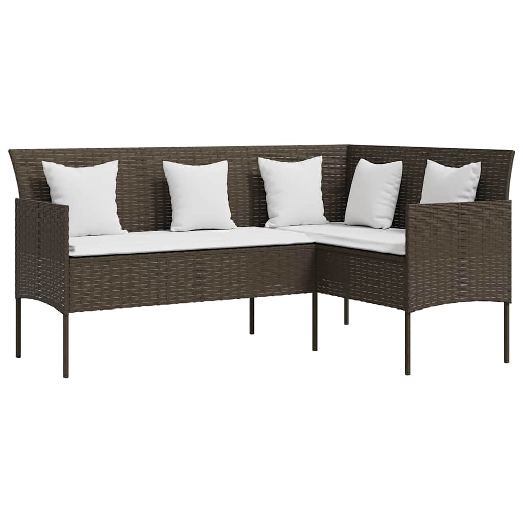 Vidaxl 5-delige loungeset met kussens l-vormig poly rattan bruin
