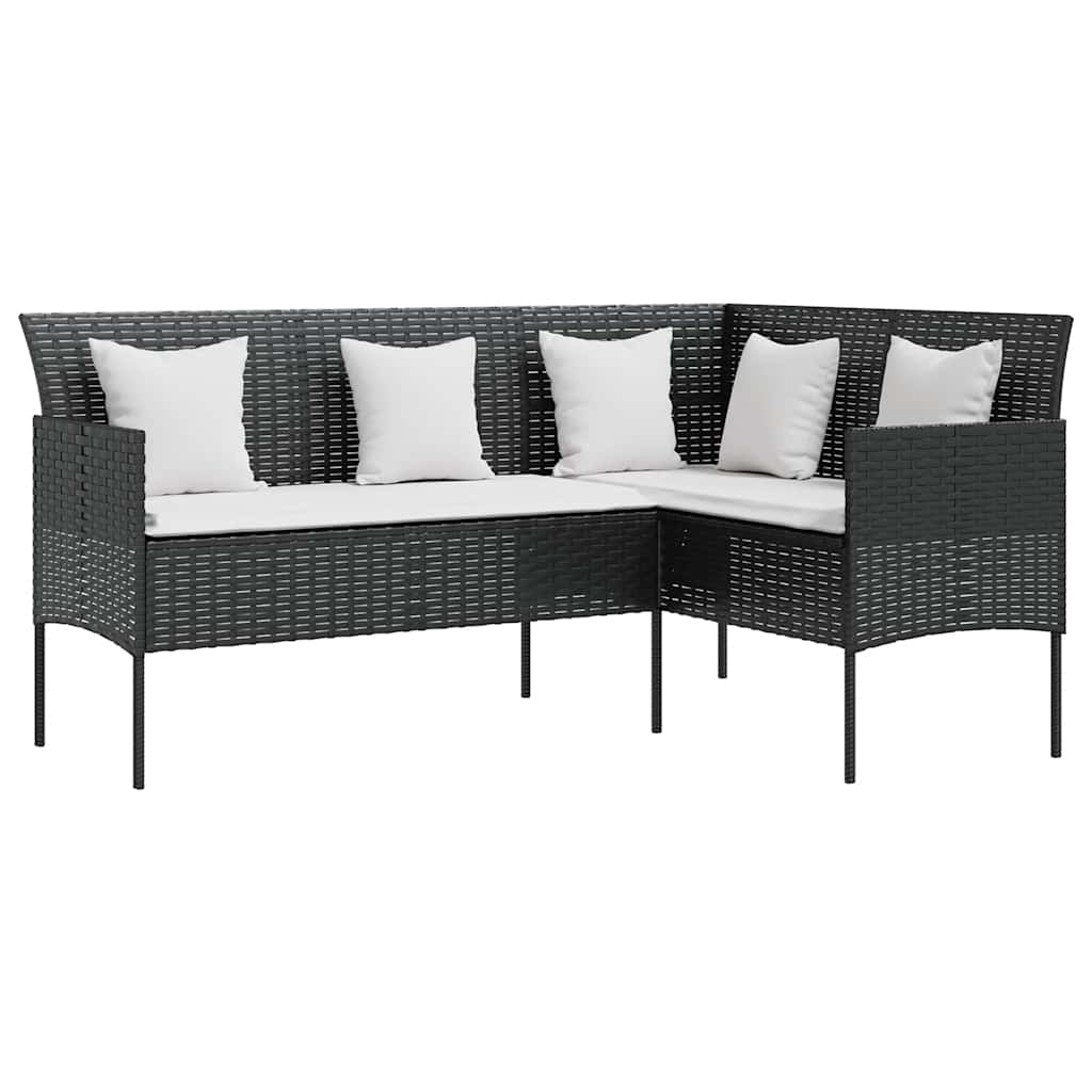 Vidaxl 5-delige loungeset met kussens l-vormig poly rattan zwart