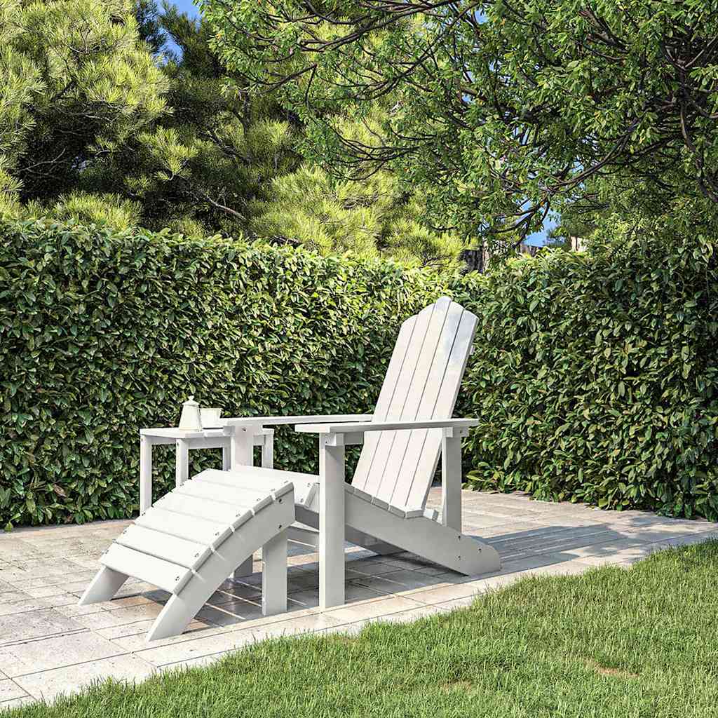 Vidaxl tuinstoel adirondack met voetenbank hdpe wit