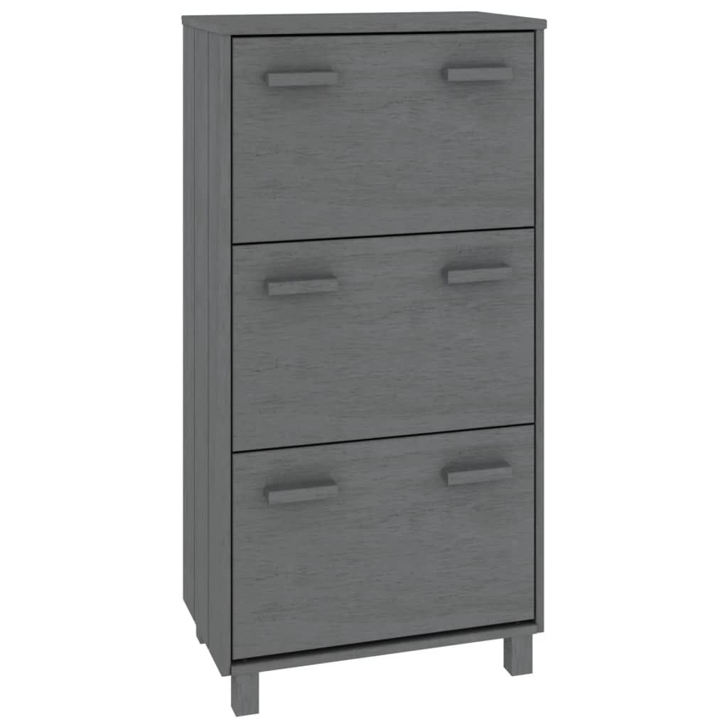 Armoire à chaussures vidaxl hamar 59.5x35x117 cm en bois de pin gris foncé