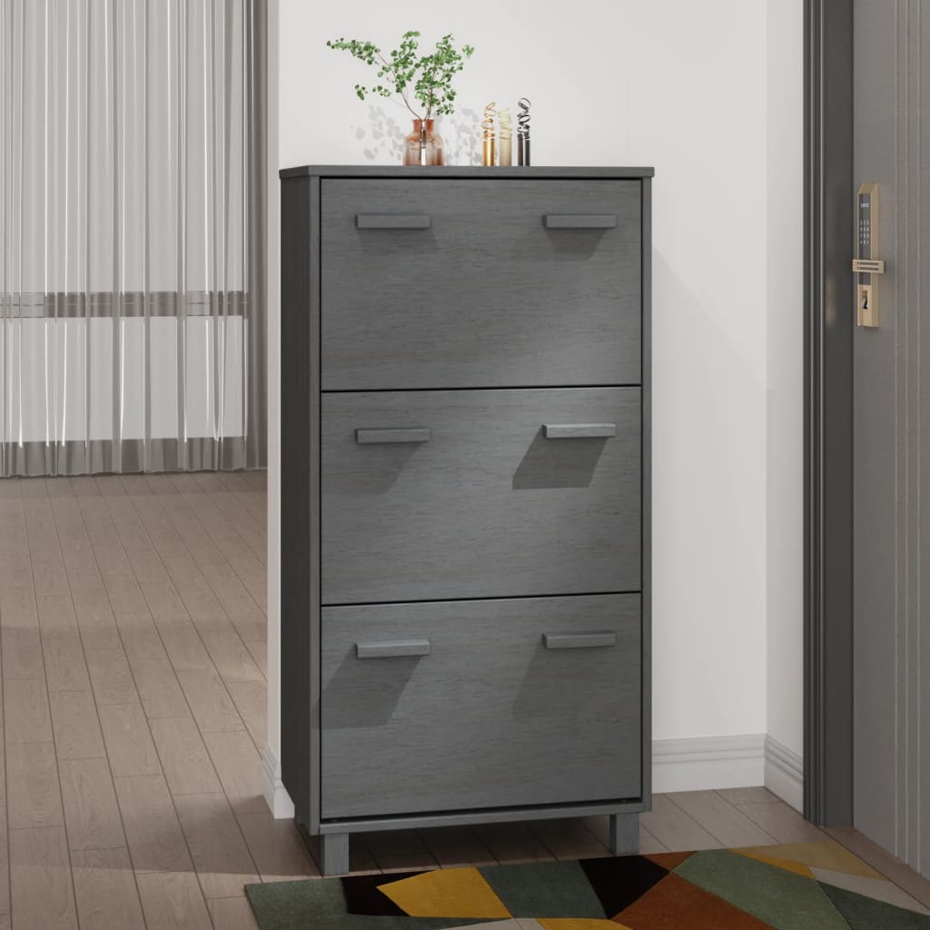 Armoire à chaussures vidaxl hamar 59.5x35x117 cm en bois de pin gris foncé