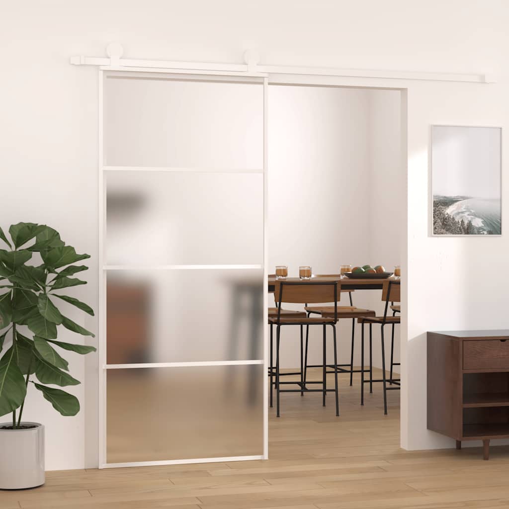 Vidaxx porte coulissante 90x205 cm verre ESG mat et aluminium blanc