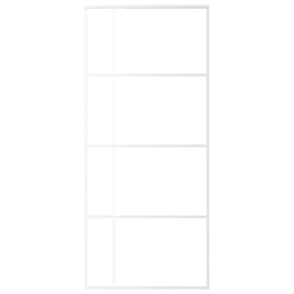 Vidaxl Porte coulissante 90x205 cm Verre ESG mate et aluminium blanc
