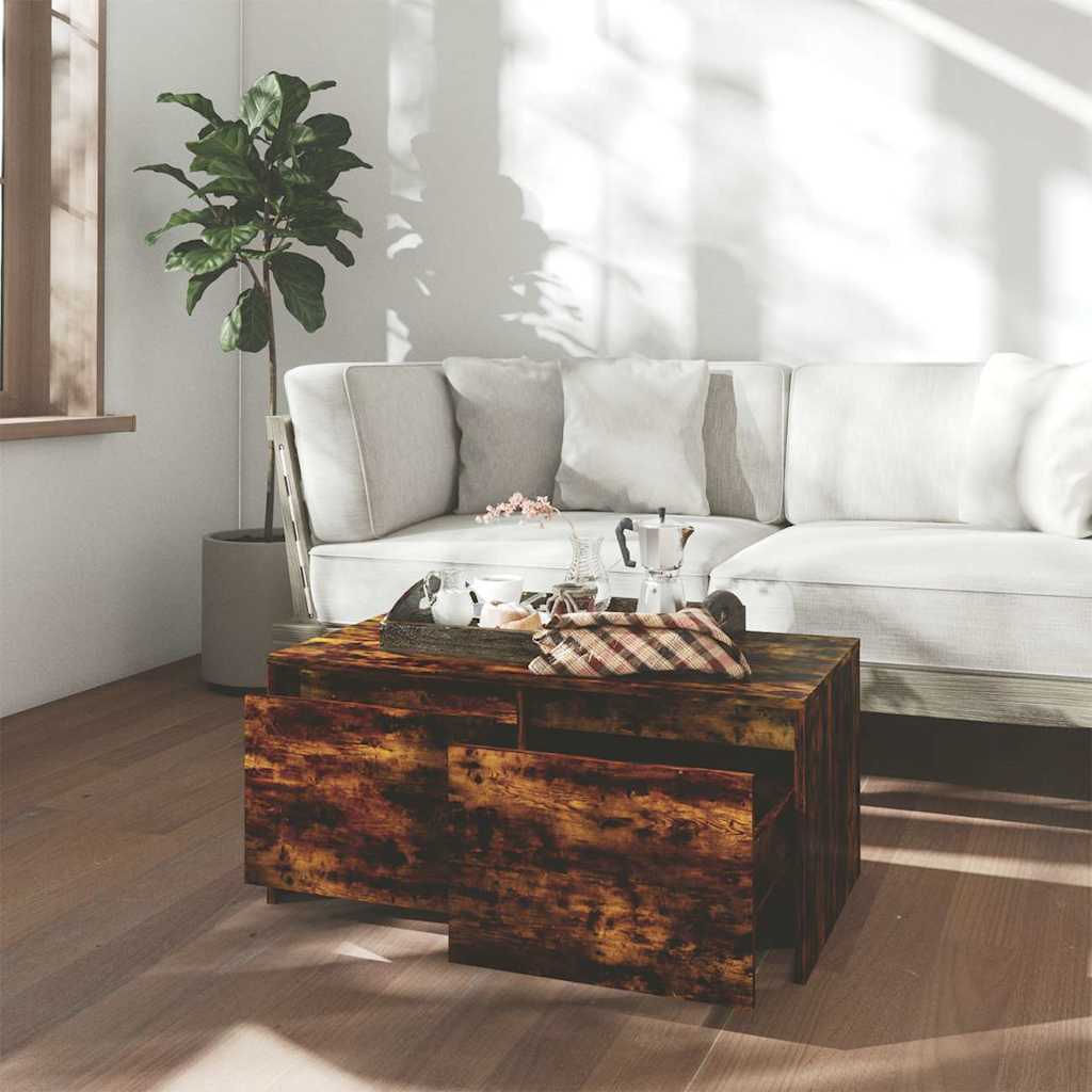 Vidaxl salontafel 90x50x41,5 cm bewerkt hout gerookt eikenkleurig