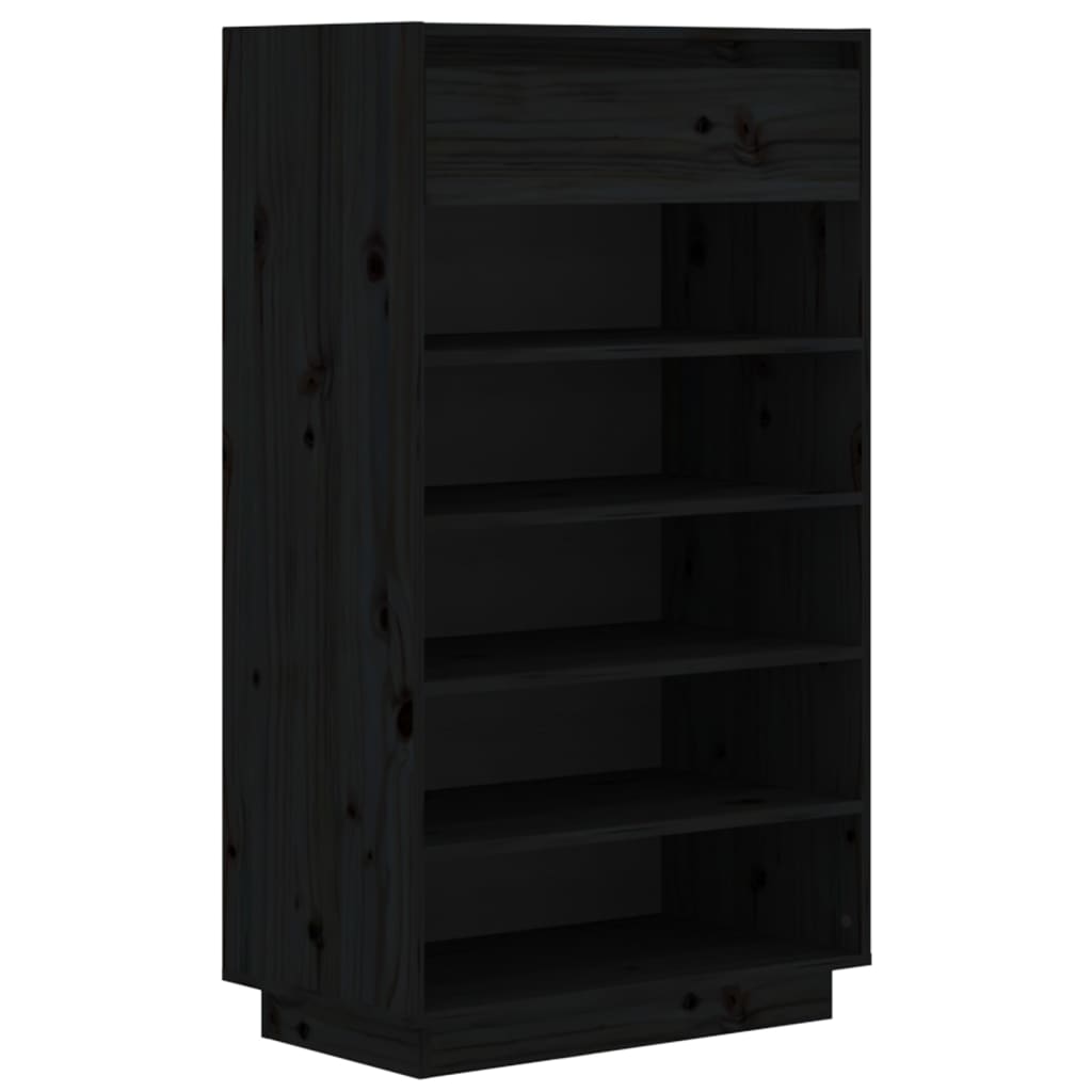 Armoire à chaussures vidaxl 60x34x105 cm en pin massif noir