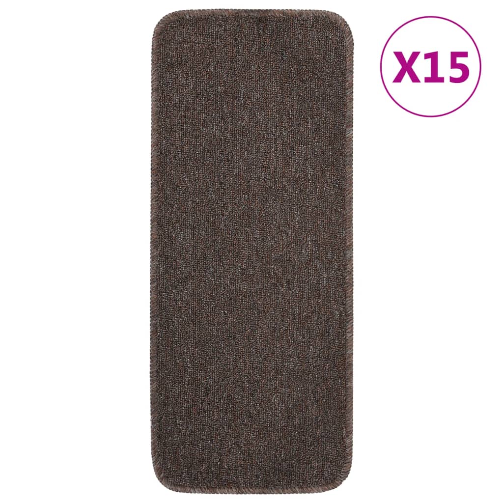 Vidaxl Mat à escalier 15 St anti-glip Rectangulaire 60x25 cm brun