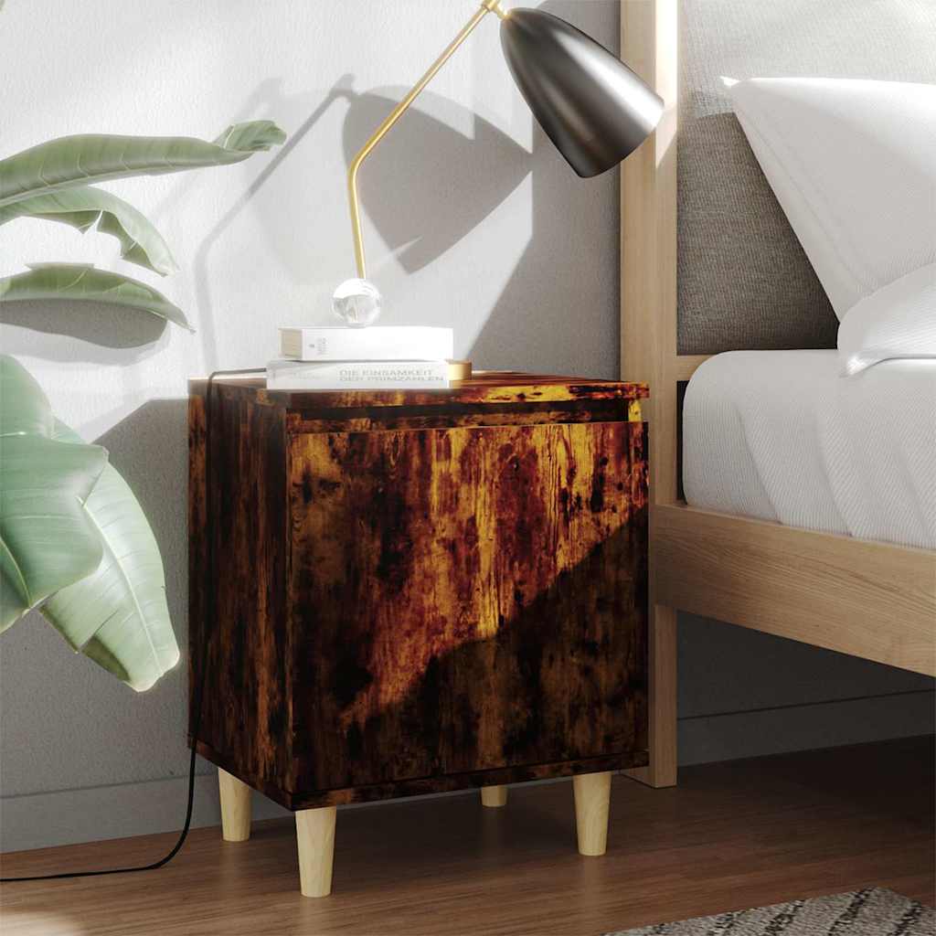 Vidaxl nachtkastjes 2 st met houten poten 40x30x50 cm gerookt eiken