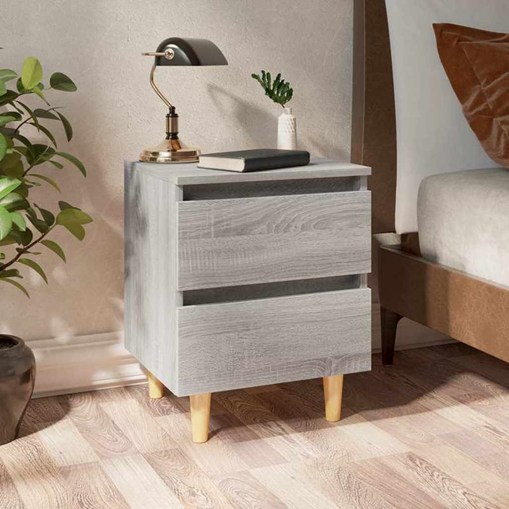Vidaxl nachtkastjes 2 st met houten poten 40x35x50 cm grijs sonoma