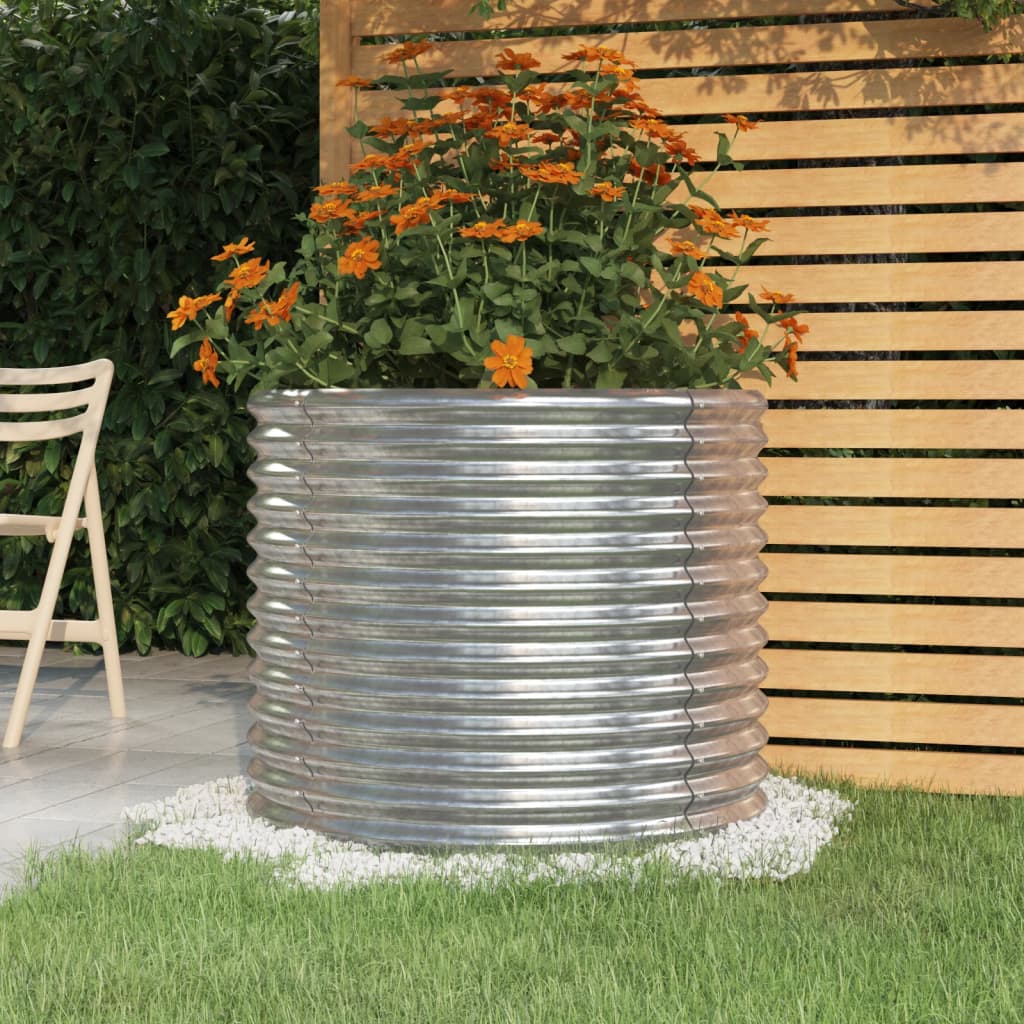 VidaXL Jardinière 80x80x68 cm acier enduit de poudre couleur argent