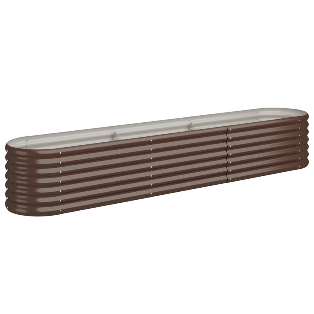 Boîte de planification de Vidaxl 224x40x36 cm en poudre et en acier recouvert de brun