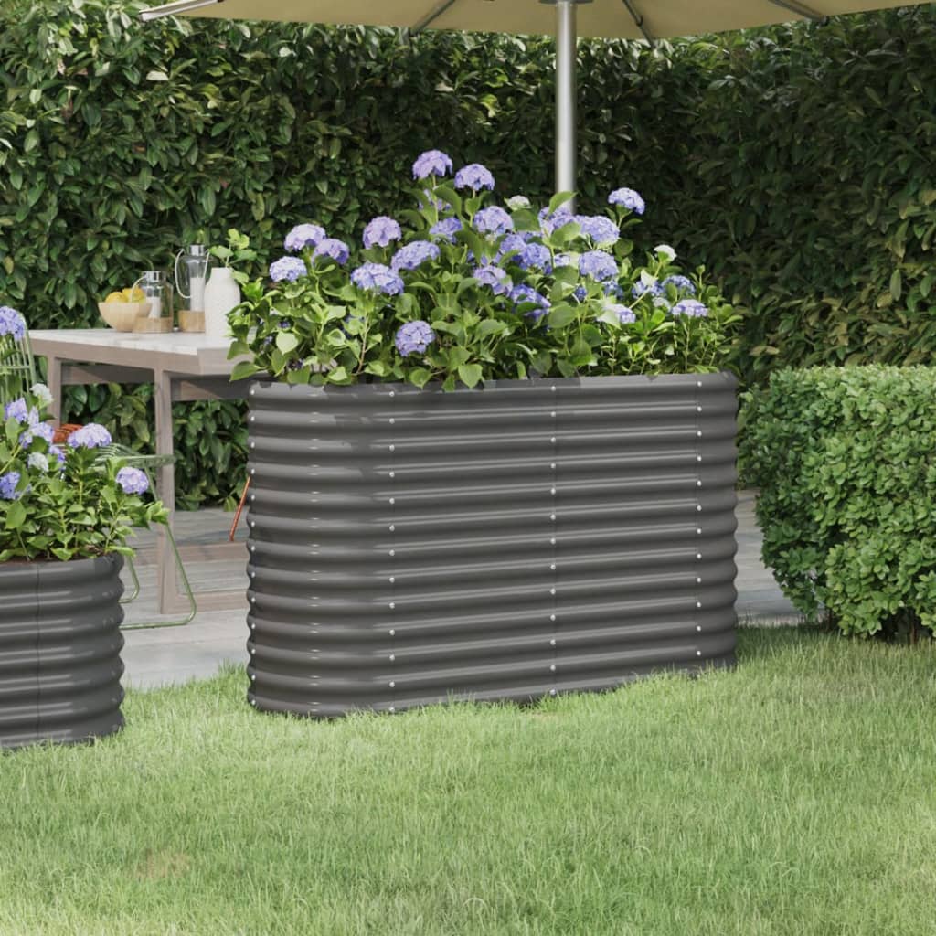 Jardinière Vidaxx 114x40x68 cm gris acier peint par poudrage