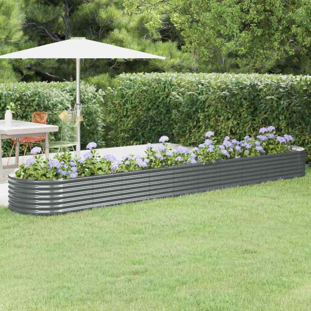 Vidaxl Planning Box 440x80x36 cm en poudre et en acier recouvert d'anthracite -colored