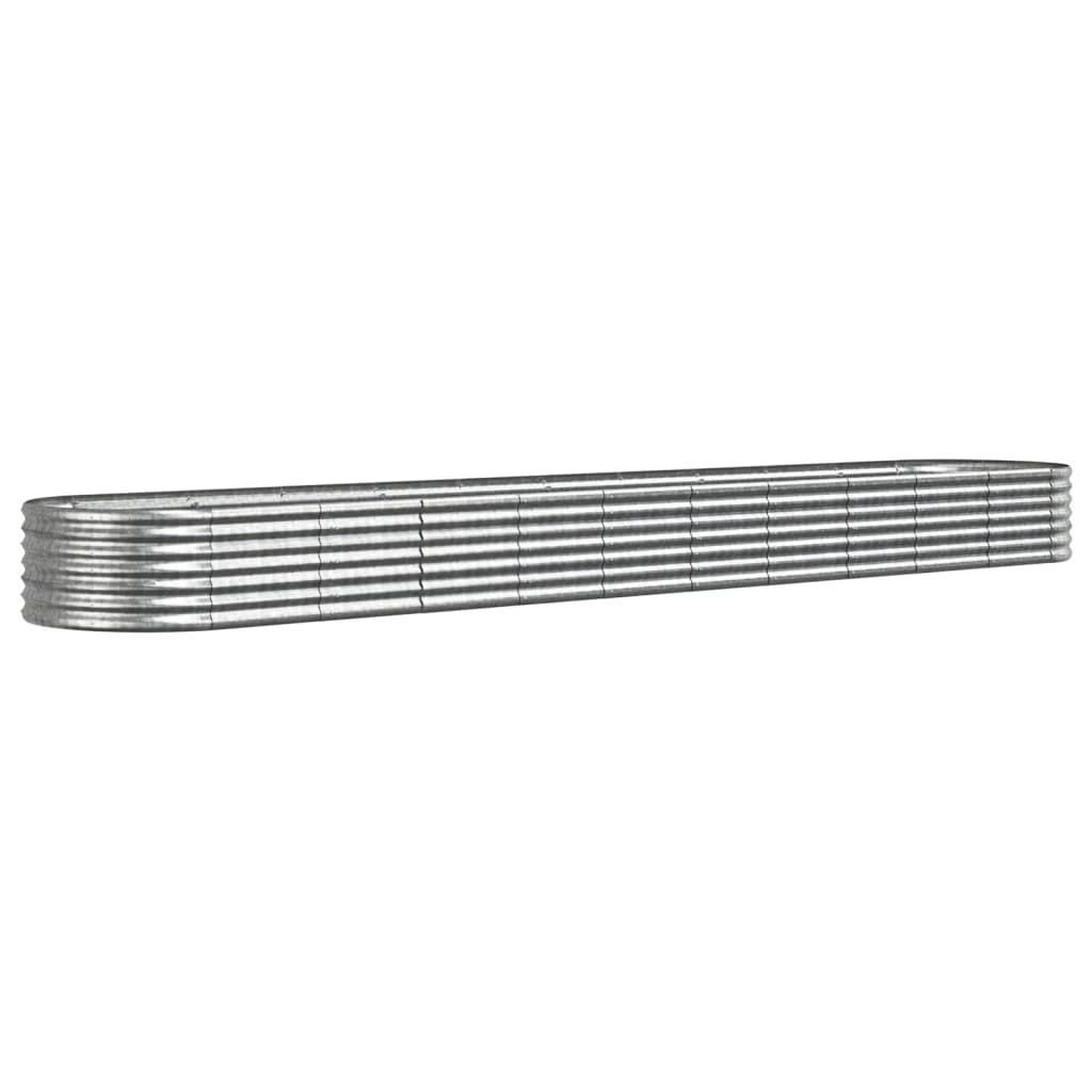 Boîte de planification Vidaxl 440x80x36 cm en poudre en poudre en argent en acier coloré