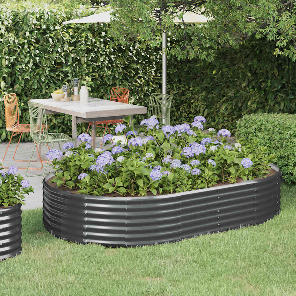 Boîte de planification Vidaxl 214x140x36 cm en poudre à anthracite en acier recouvert de