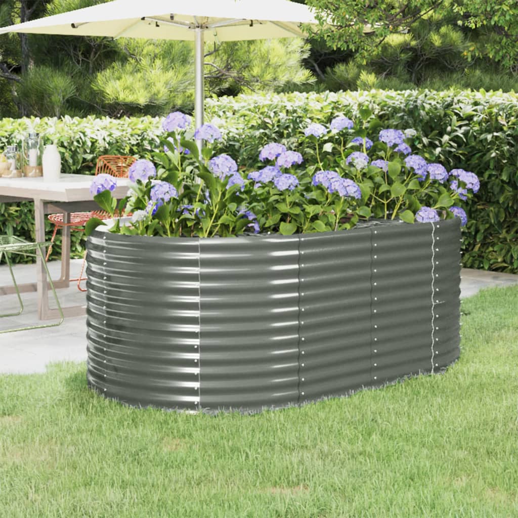 Jardinière Vidaxx 175x100x68 cm gris acier peint par poudrage