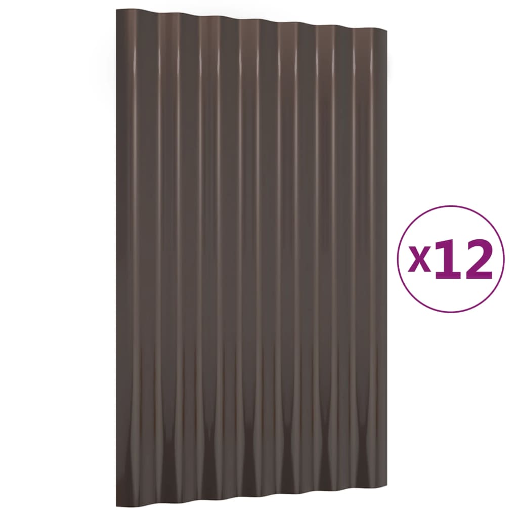 Panneaux de toit Vidaxl 12 ST 60x36 cm en poudre et en acier recouvert