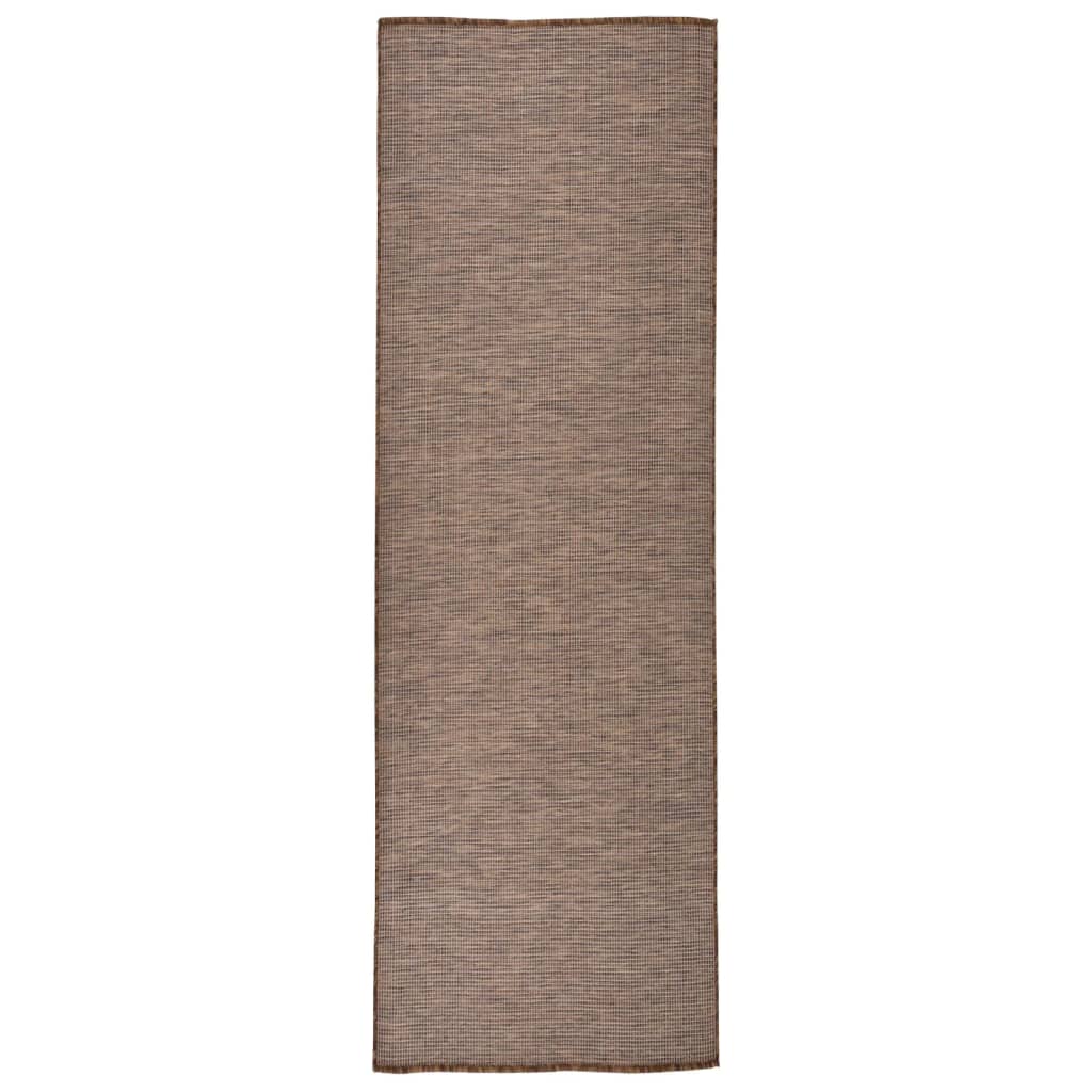 Vidaxl extérieur tapis plat tissé 80x250 cm brun