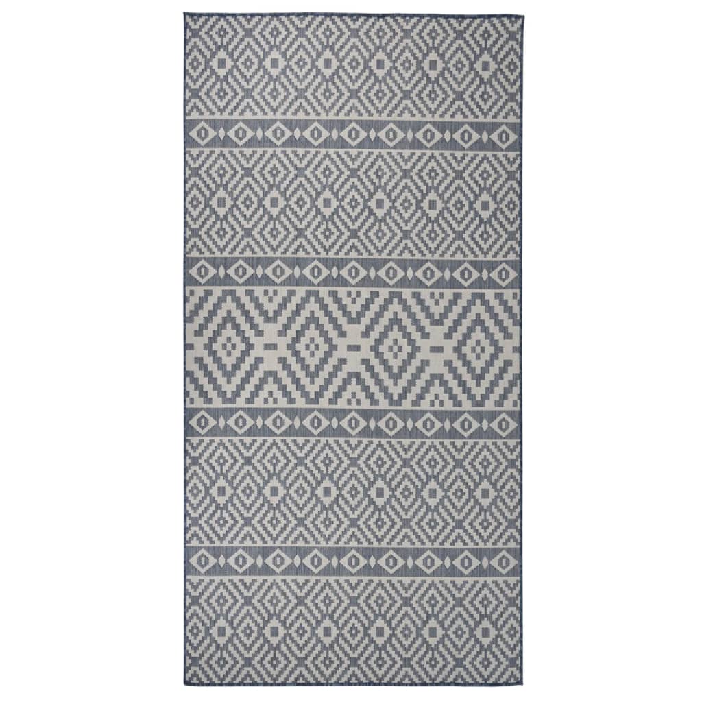 Vidaxl Tapis extérieur avec motif de 100 x 200 cm de motif en bleu