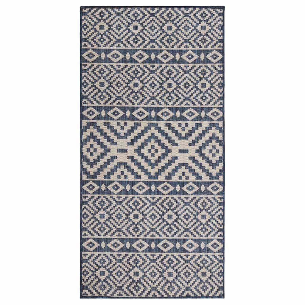 Vidaxl Tapis extérieur avec motif de 100 x 200 cm de motif en bleu