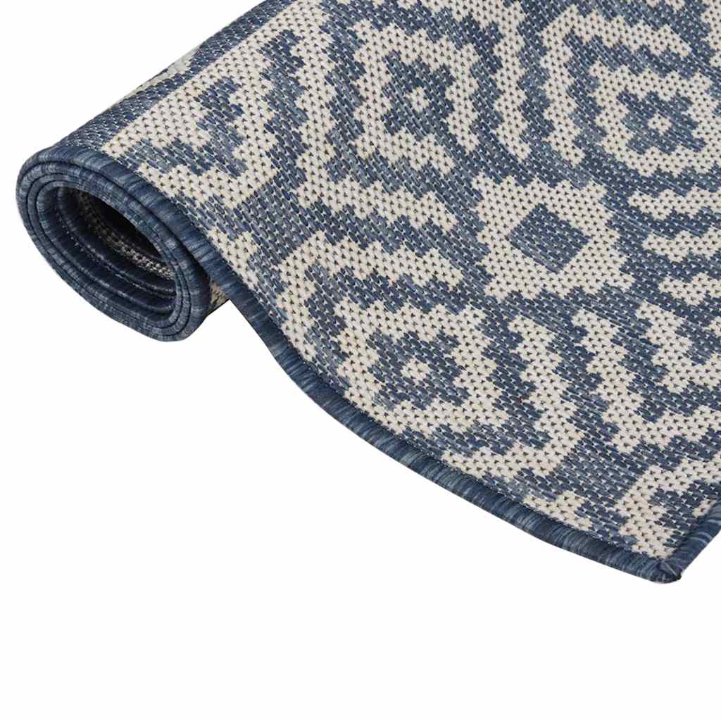 Vidaxl Tapis extérieur avec motif de 100 x 200 cm de motif en bleu