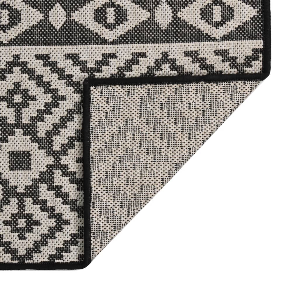 Vidaxl Tapis extérieur avec motif 80x150 cm tissé noir
