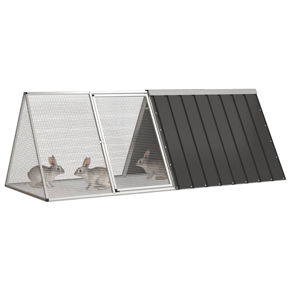 VidaXL Clapier à lapin 201,5x80,5x71 cm Acier galvanisé Anthracite